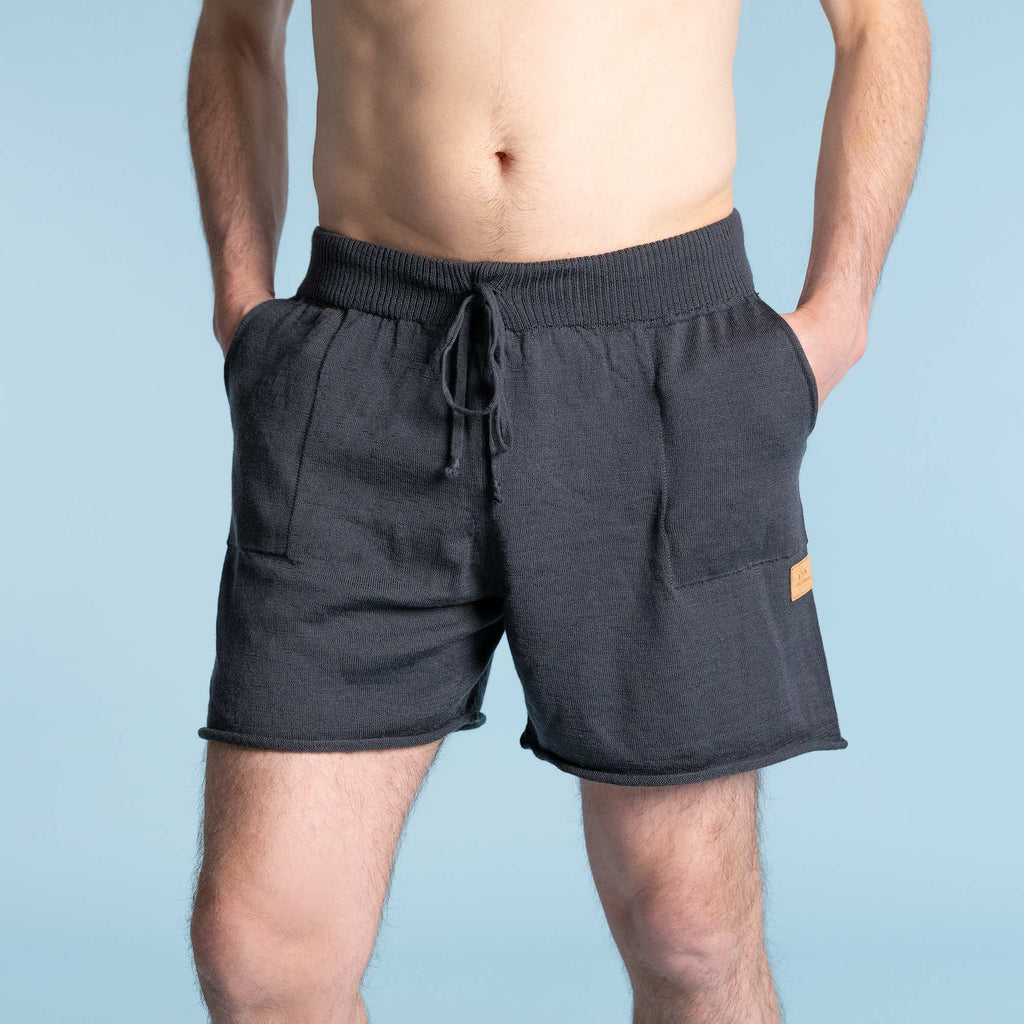 NEW ZEALAND 100% Organic Merino Wool Lounge Shorts (Back Pocket, Covered Organic Elastic Waist, No Polyester, No Synthetics) (100% Biodegradable)