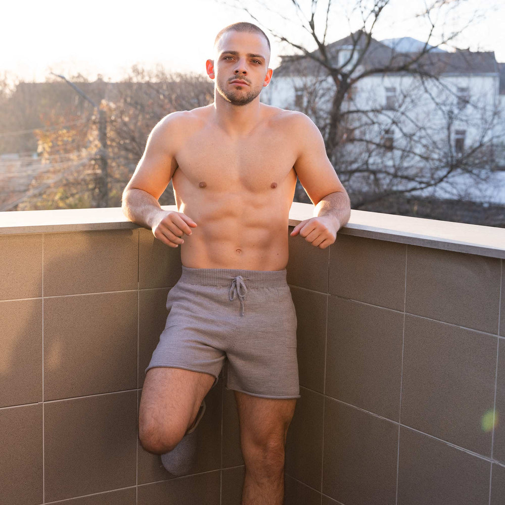 NEW ZEALAND 100% Organic Merino Wool Lounge Shorts (Back Pocket, Covered Organic Elastic Waist, No Polyester, No Synthetics) (100% Biodegradable)