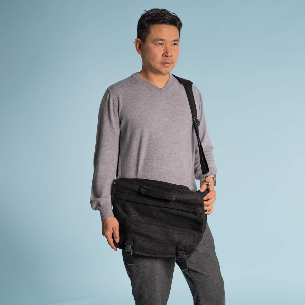 Organic Hemp Courier Bag Black