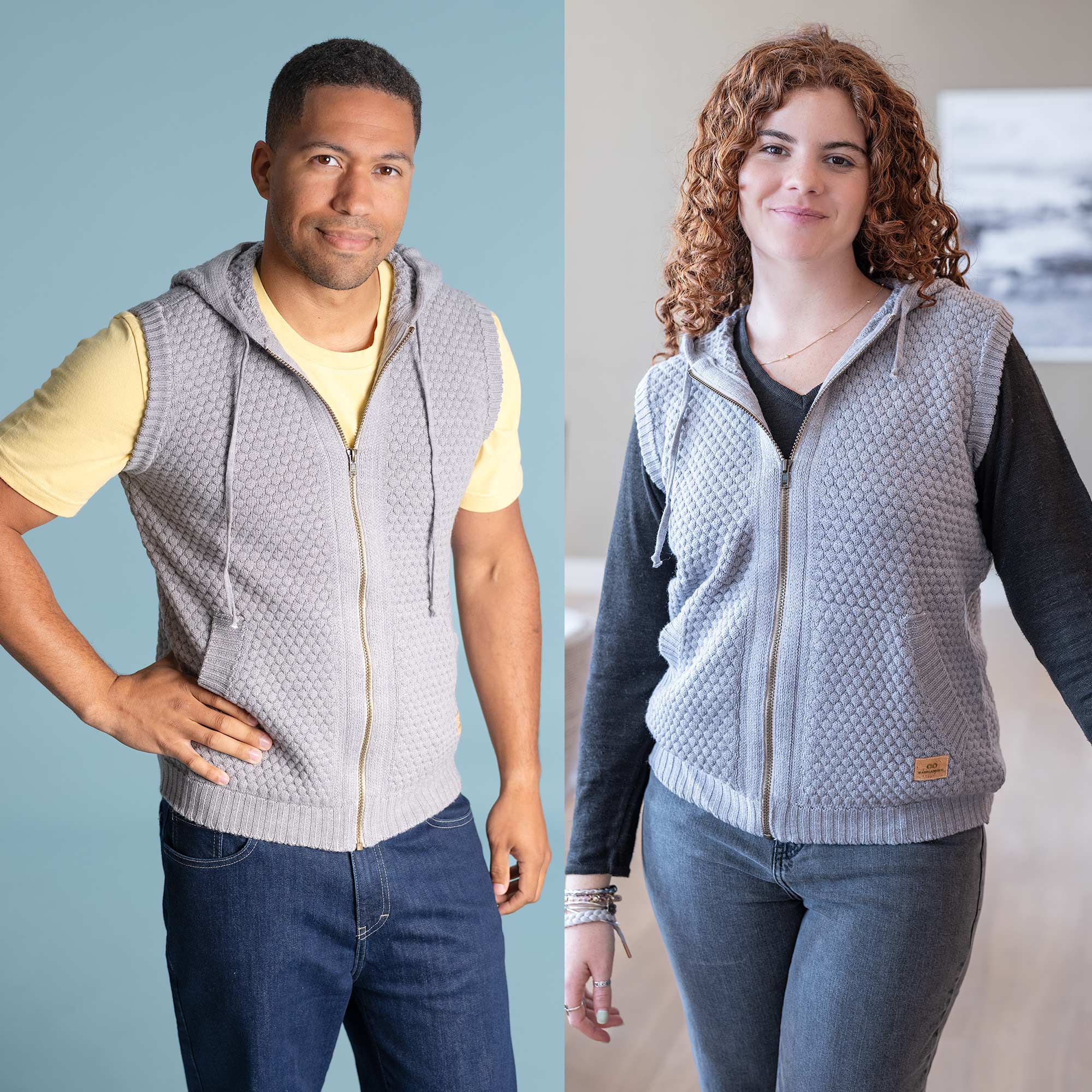 Organic Merino Wool Zippered Hoodie Vest (Unisex) – Rawganique