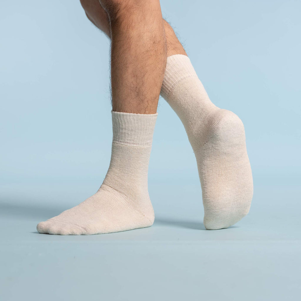 HERTFORDSHIRE 99% Organic Hemp Terry Mid-crew Socks (Thick, Plush) (1 Pair)(99.95% Biodegradable)
