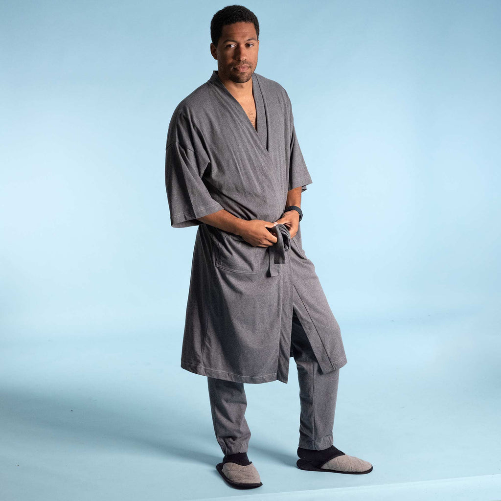 Organic cotton knit bathrobe