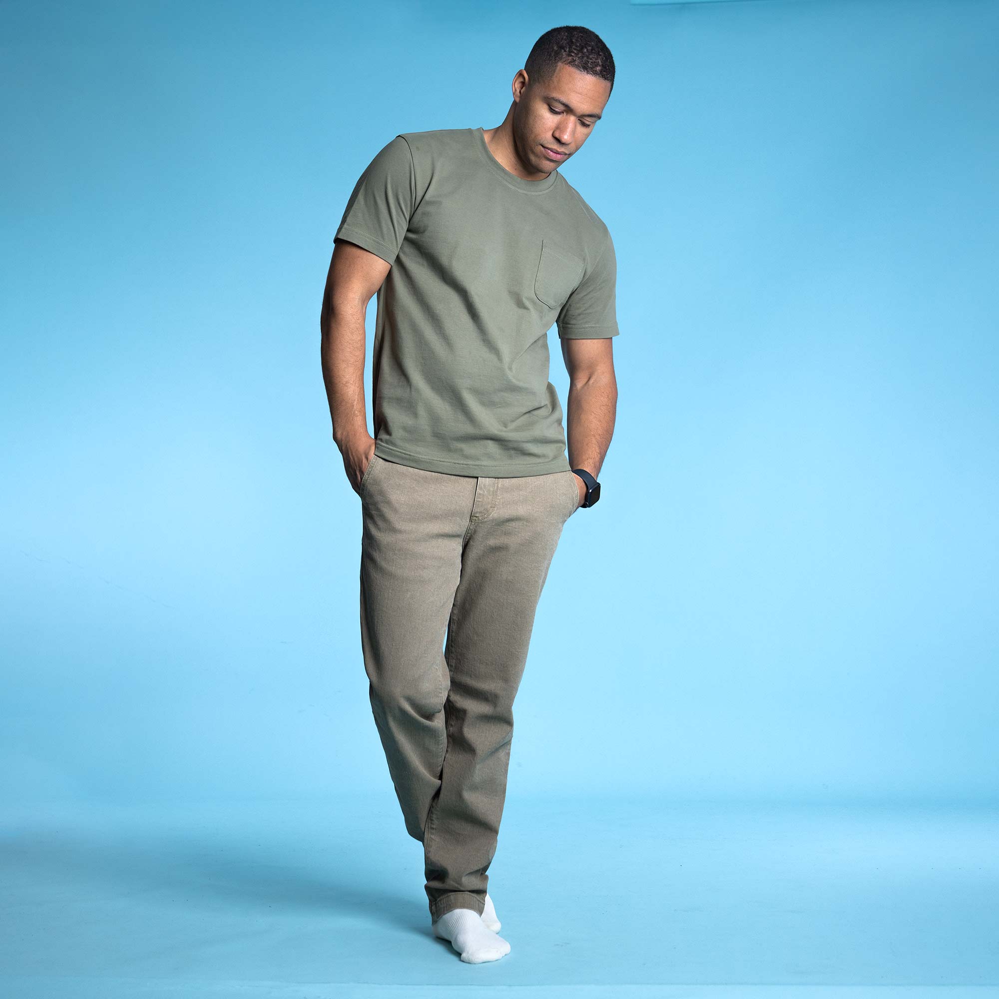 Natural Clay-Dyed Men's Organic Cotton Stretch Chinos (Chemical