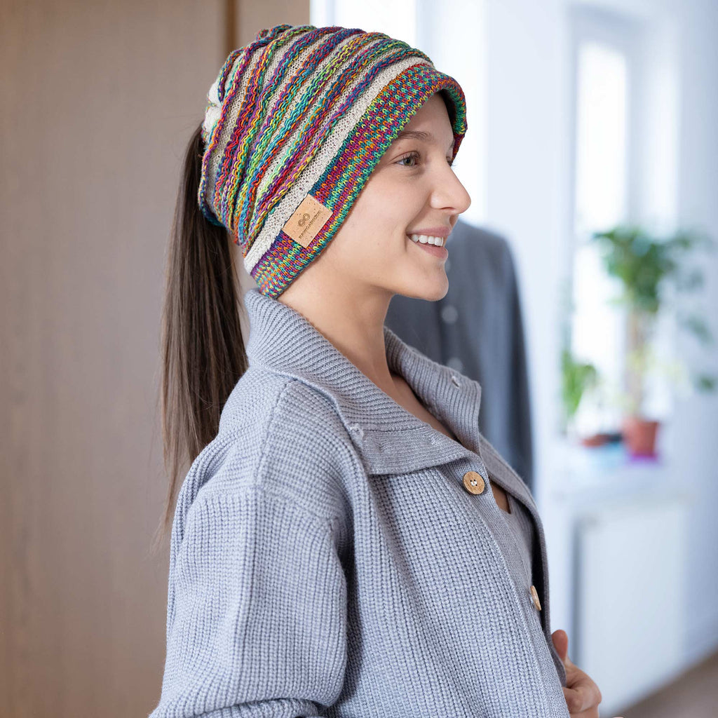 organic linen beanie chimney ponytail hat