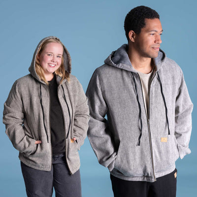 plastic-free organic linen winter jacket