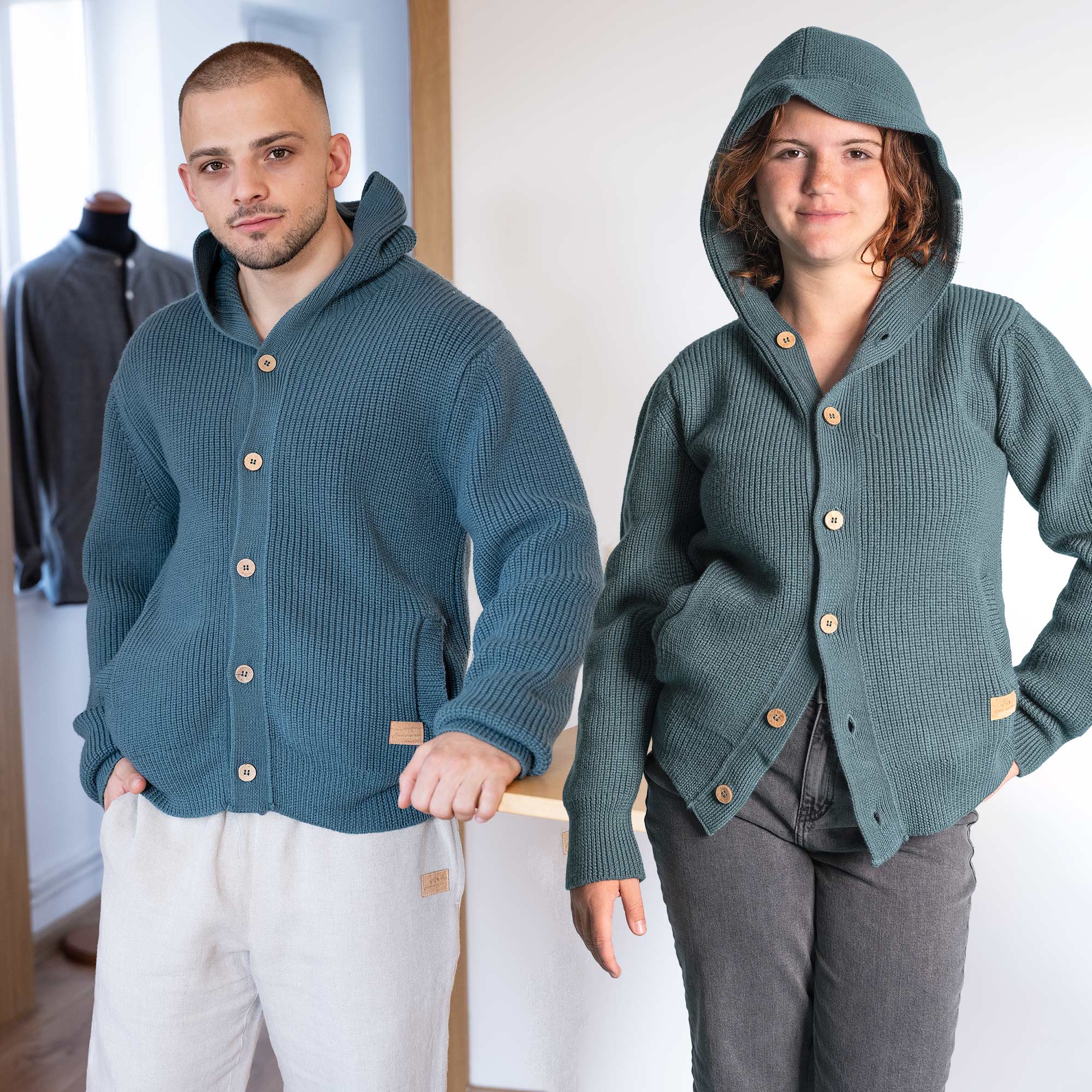 Plastic-free 100% Organic Merino Wool Cardigan Sweater No