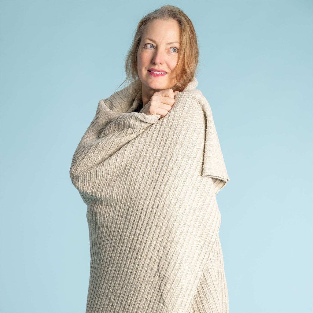 organic hemp ribbed knit blanket