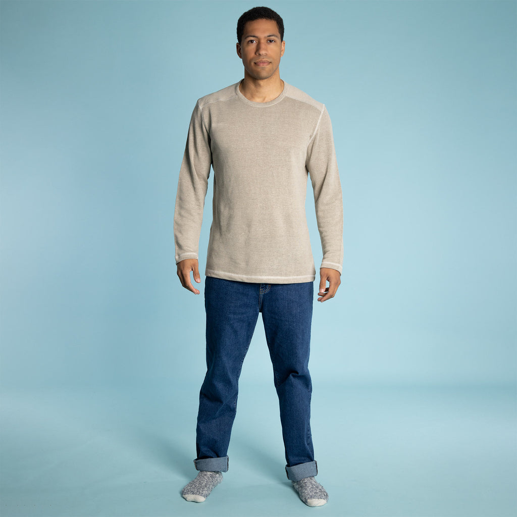 organic linen long sleeve knit shirt