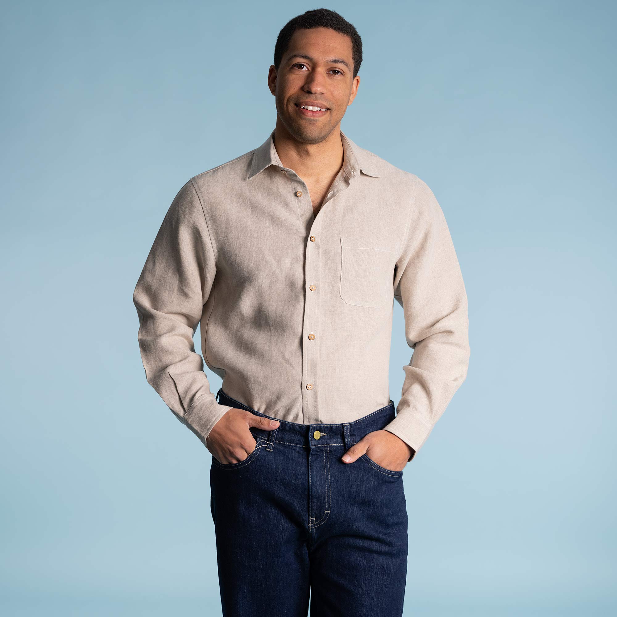 Plastic-free 100% Organic Linen Dress Shirt