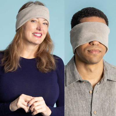 SIERRA NEVADA  Elastic-Free 100% Linen Knit Eyeshade / Headband / Ear Warmer / Neck Warmer (Plastic-free) (OC Thread) (Handmade in USA) (100% Biodegradable)