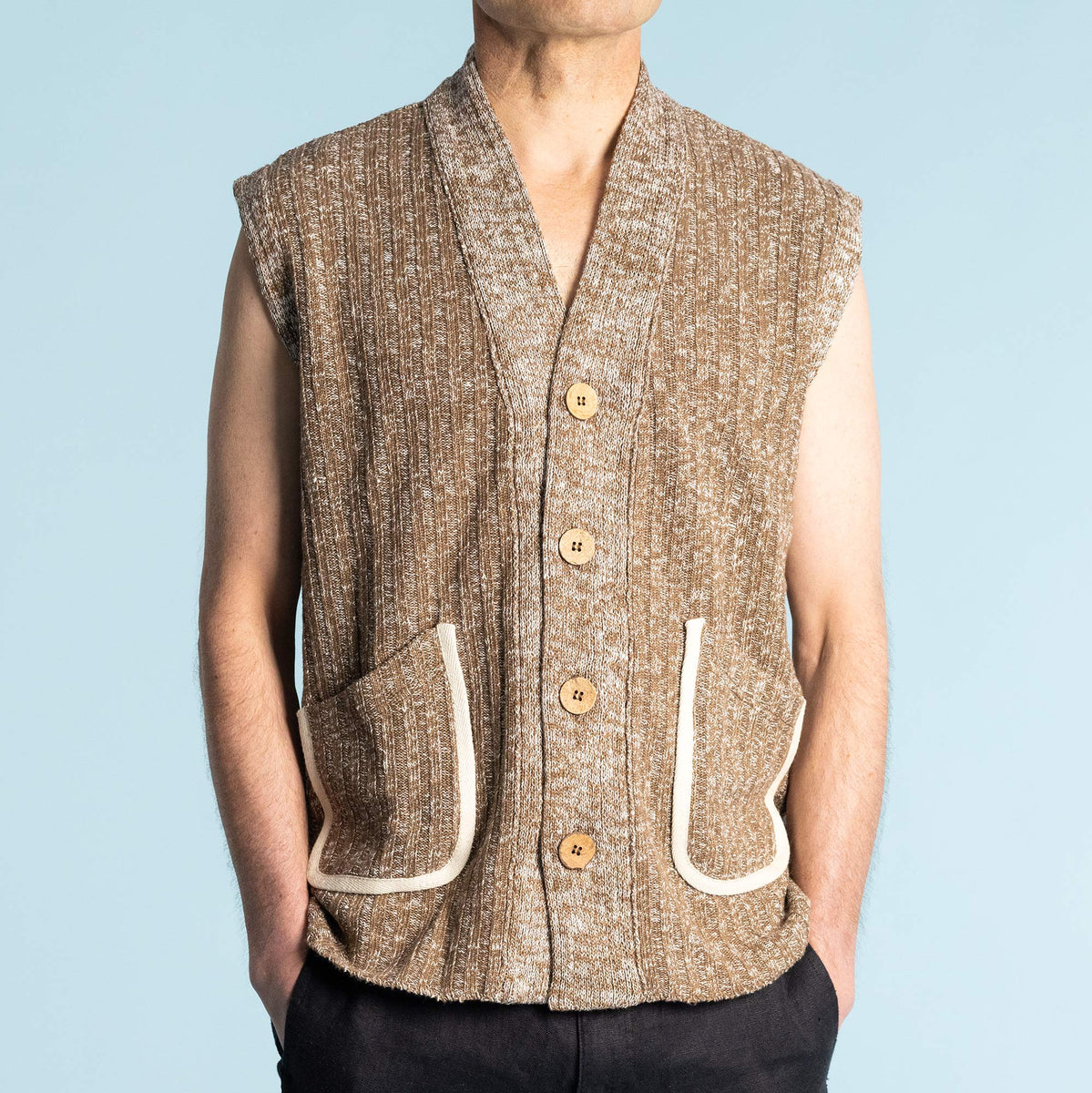 ACTON 100% Organic Hemp Vest (2 Side Pockets, Plastic-free) (Unisex)