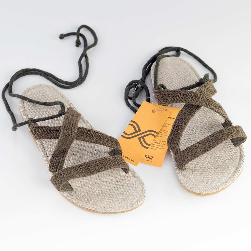 hemp sandals with lace
