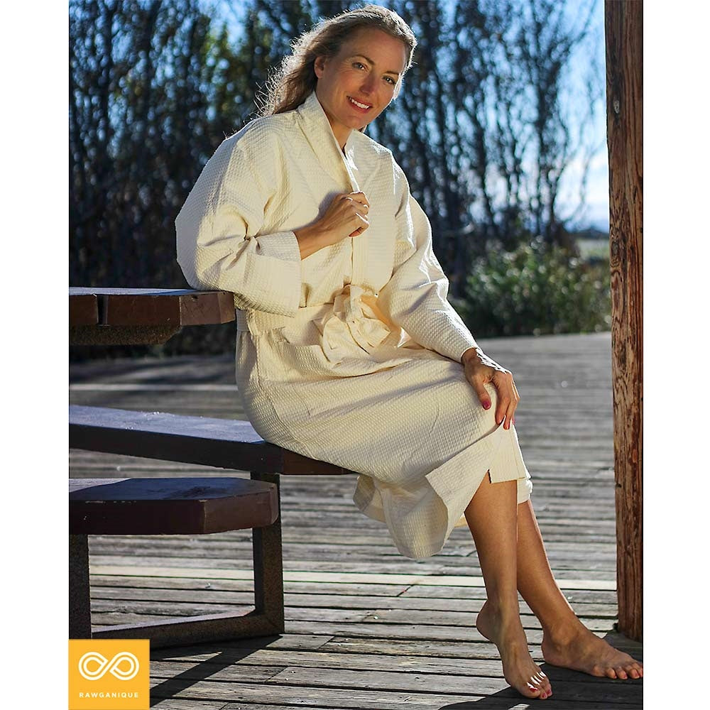 organic cotton honeycomb bathrobe