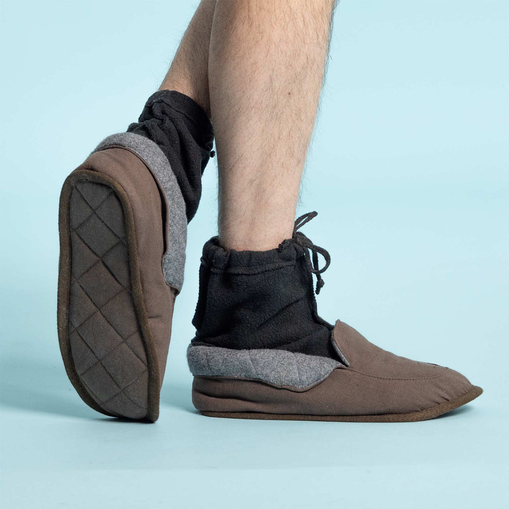 Organic cotton fleece slippers elastic-free