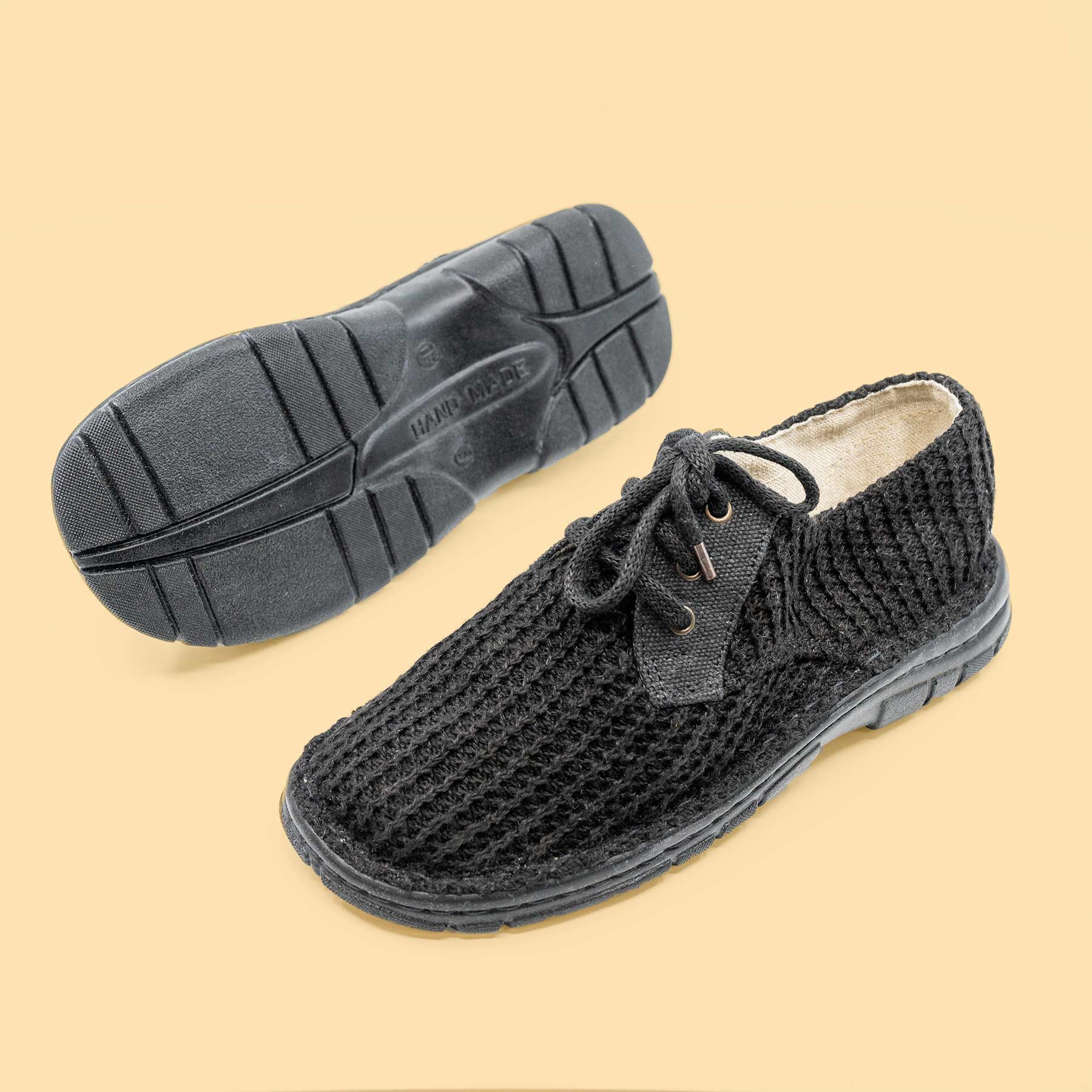 ALL HEMP Upper Rawganique Glue Free Handmade Knit Black Shoes Size 10.5-11 Organic Hemp High-Top Boots (Vegan; Skin-Friendly  main image 3