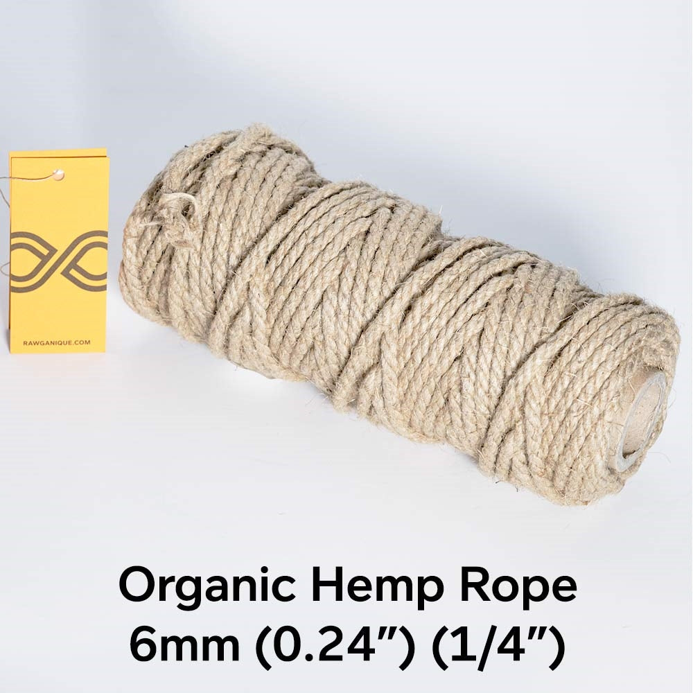 6mm Organic Hemp Rope (1/4") (1kg Roll) (100% Biodegradable)