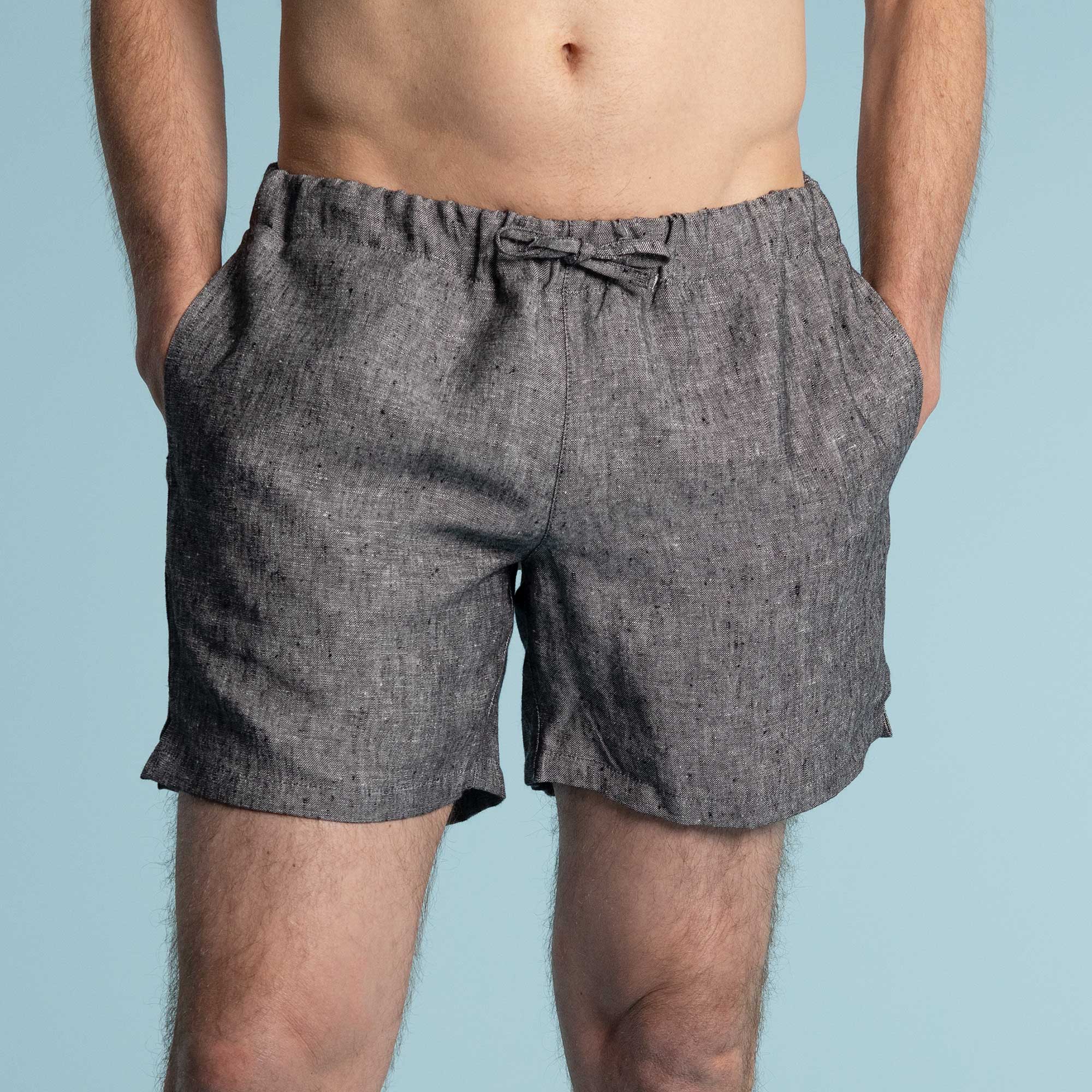 100% Organic Linen Lined Beach Shorts Trunks (Unisex; Bio-Elastic 