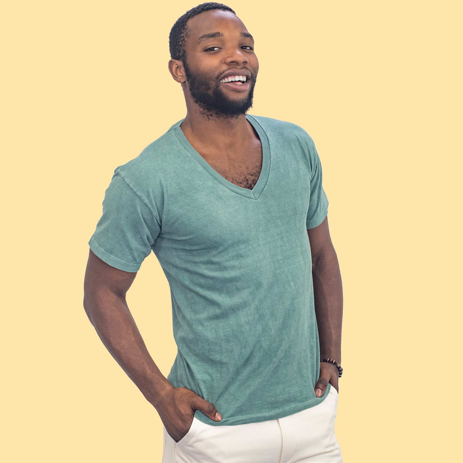 100% Organic Cotton V-neck T-shirt (Made in USA) (Unisex) – Rawganique