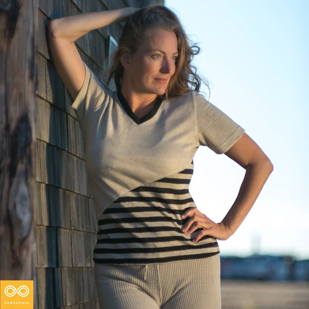 AUVERGNE V Neck 100% Organic Hemp Tee (99.99% Biodegradable)