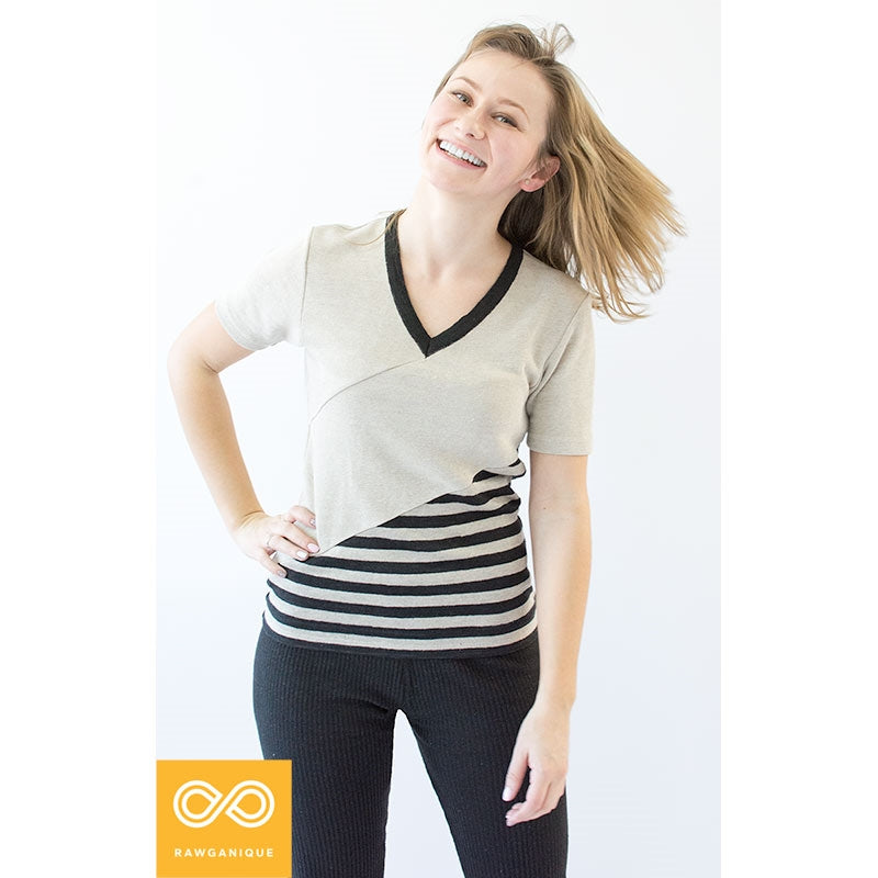 AUVERGNE V Neck 100% Organic Hemp Tee (99.99% Biodegradable)