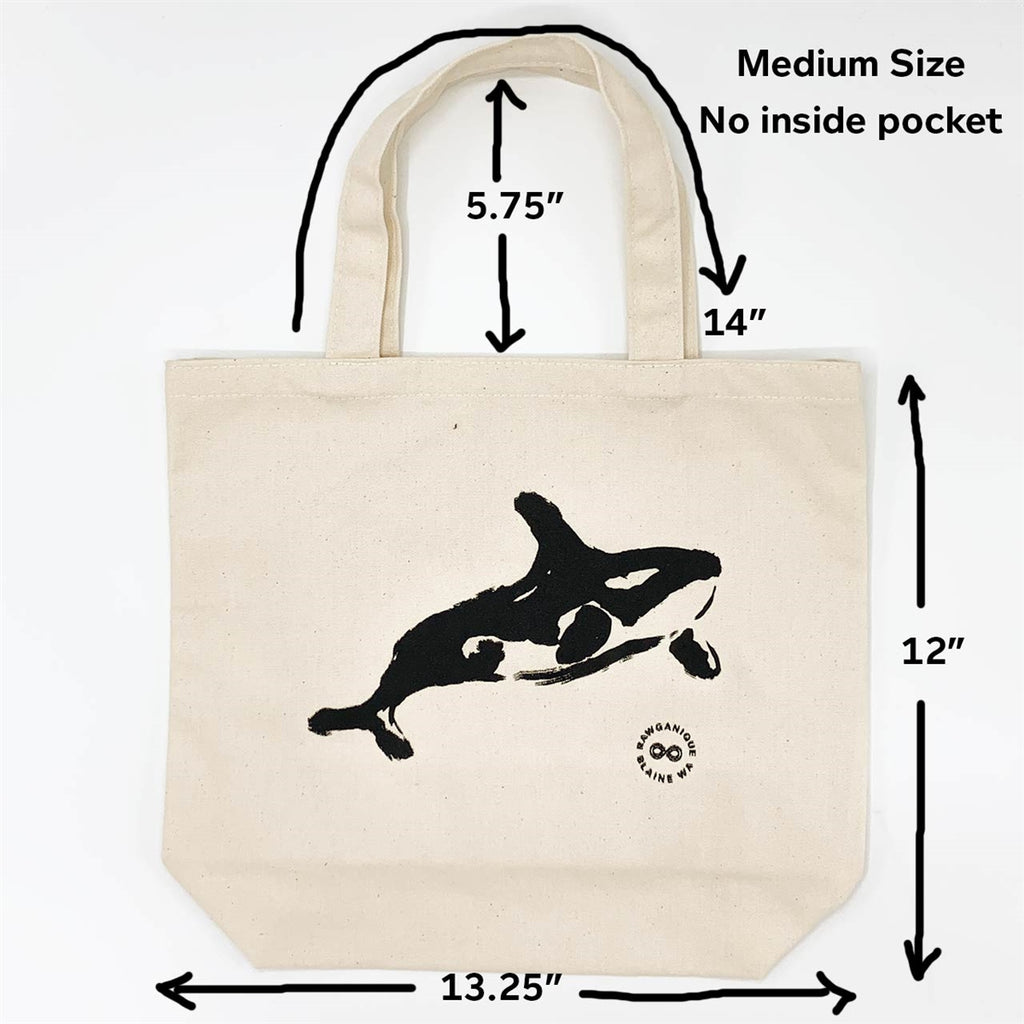 CLOVERDALE 100% Organic Cotton Shopping Bag (Made in USA, Grown in USA, Eco-Printed in USA) - Orca