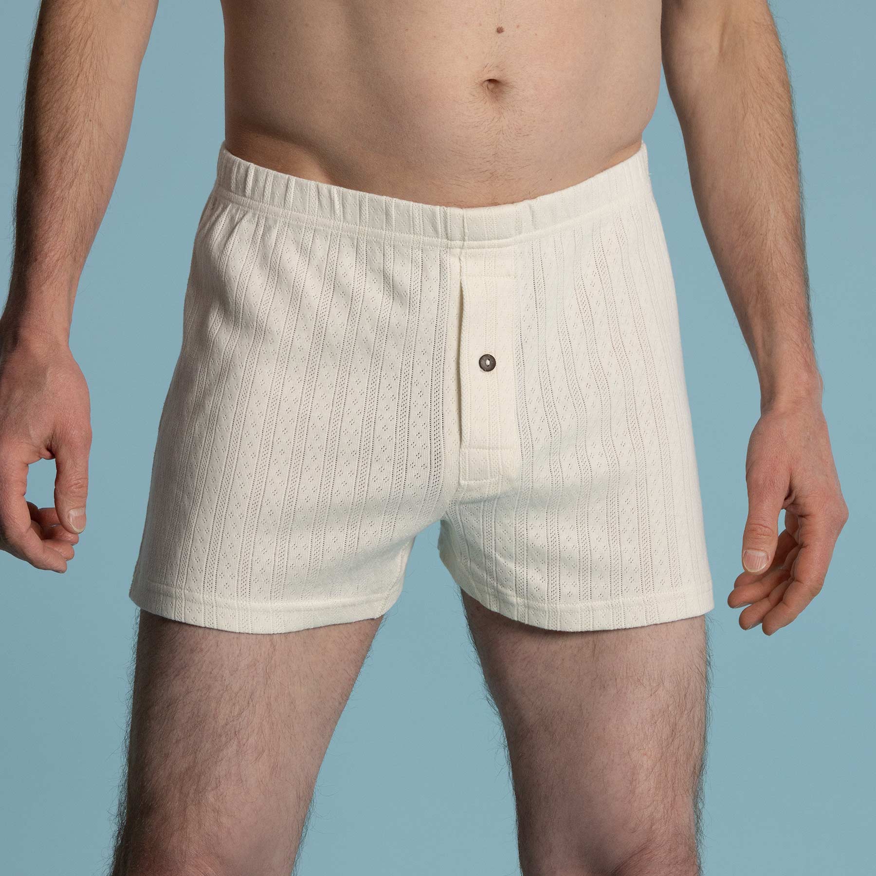 Organic Cotton Jacquard Mesh Boxers (Plastic-Free Coconut Button