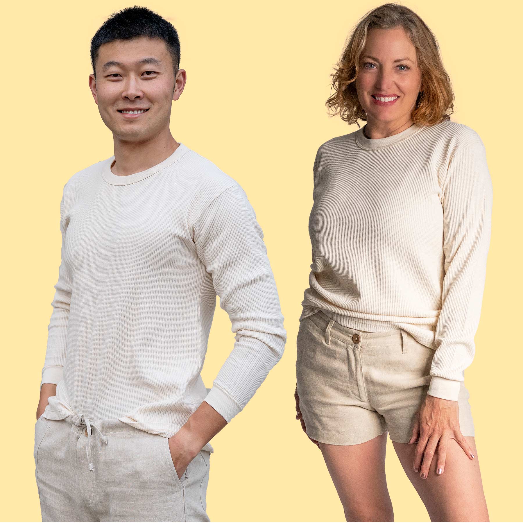 Made in USA 100% Organic Cotton Long-sleeve Crewneck T-shirt