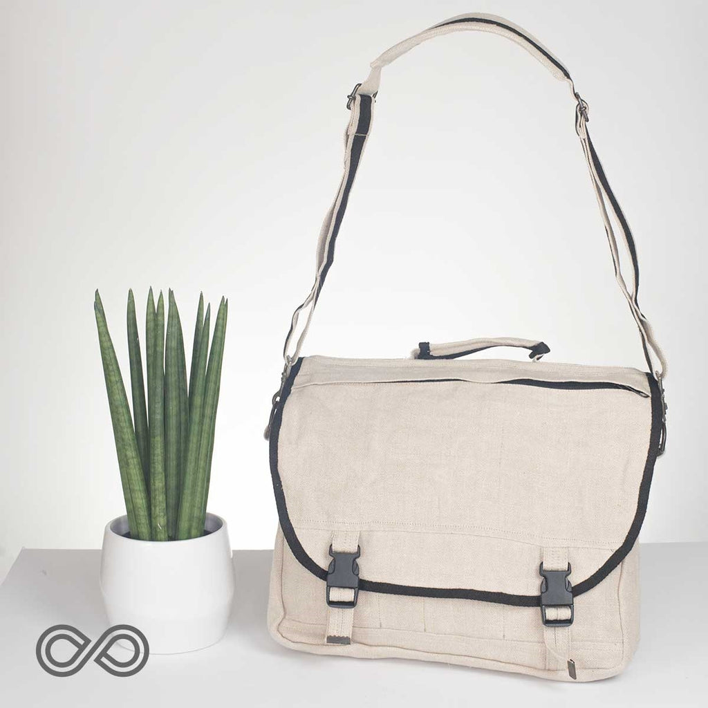 EVANSTON Deluxe Organic Hemp Messenger Courier Bag (With Handle & Shoulder Strap) (Closeout) (Final Sale)
