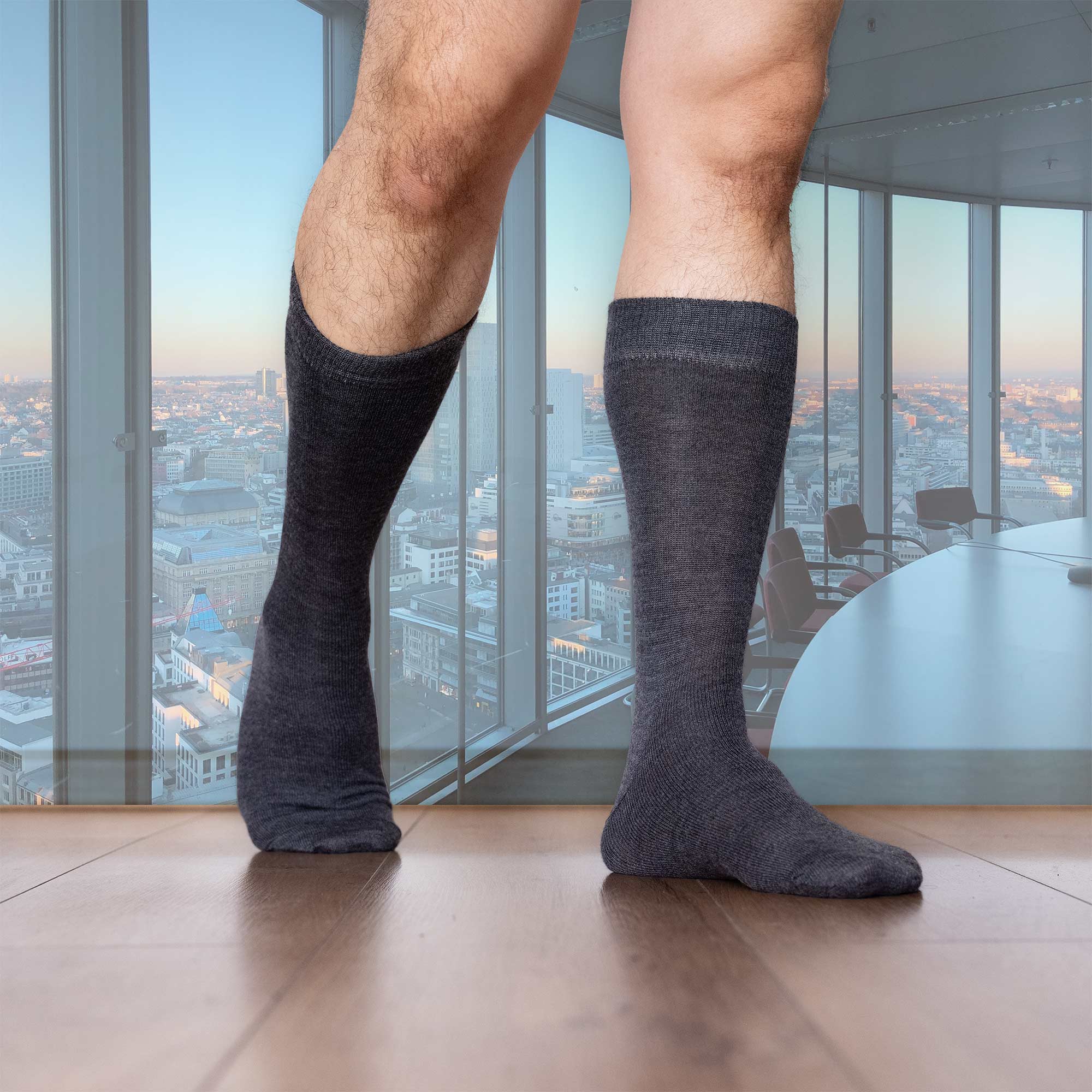 Organic Merino Wool Crew Socks Plastic-free 100% Biodegradable Arctic Charcoal (Bio Dye) / S (W5-8)