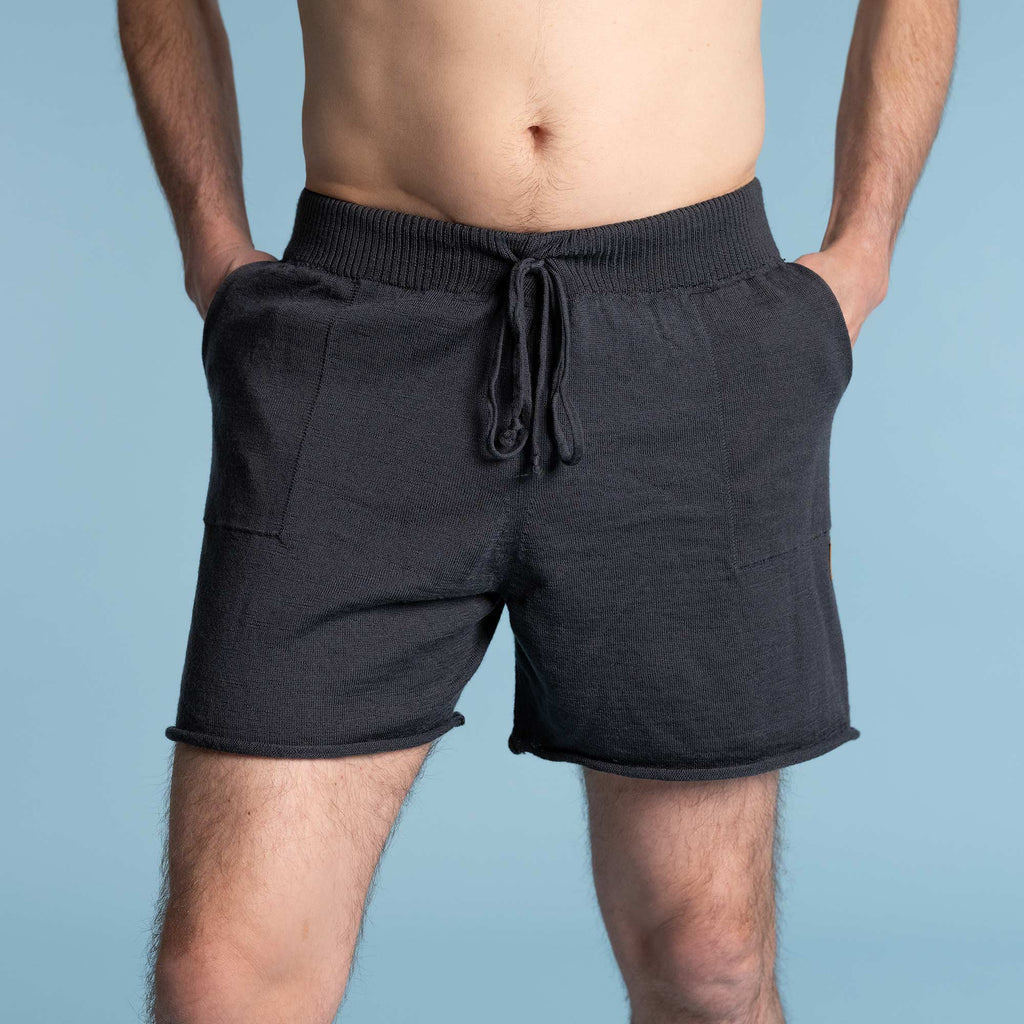 NEW ZEALAND 100% Organic Merino Wool Running / Fitness / Lounge Shorts (Back Pocket, Covered Organic Elastic Waist, No Polyester, No Synthetics) (100% Biodegradable)