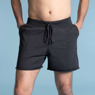 NEW ZEALAND 100% Organic Merino Wool Lounge Shorts (Back Pocket, Covered Organic Elastic Waist, No Polyester, No Synthetics) (100% Biodegradable)