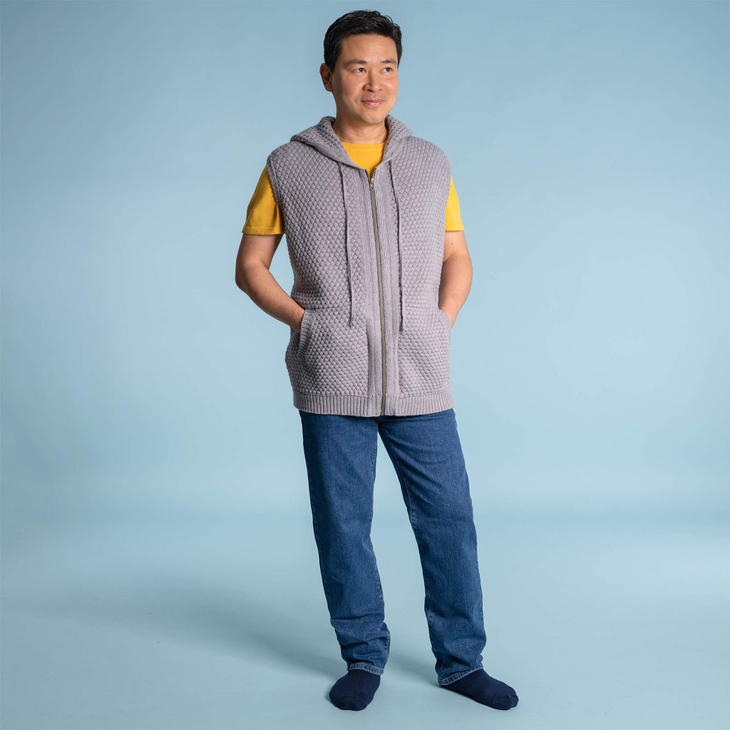 100% organic merino wool hoodie vest