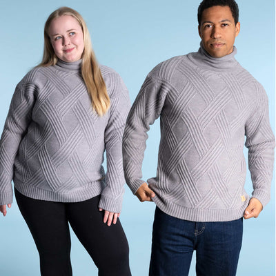 100% organic merino wool turtleneck sweater plastic-free