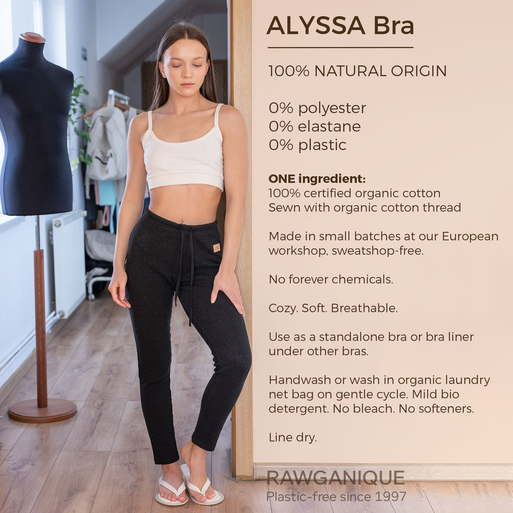100% organic cotton bra elastic-free plastic-free