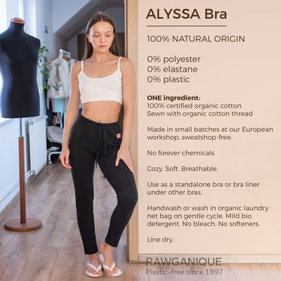 100% organic cotton bra elastic-free plastic-free