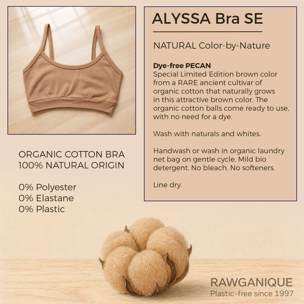 100% certified organic cotton bra dye-free colorgrown brown color plastic-free