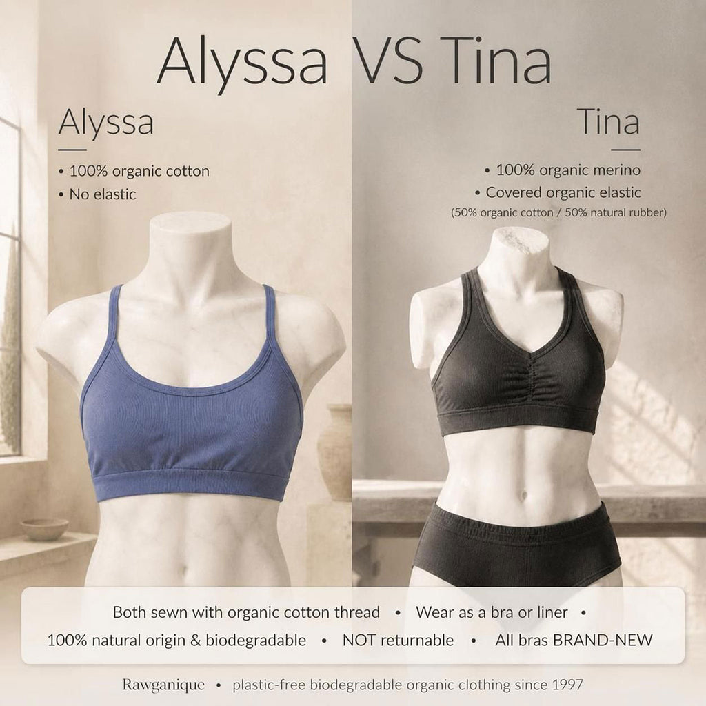 100% organic cotton bra elastic-free plastic-free