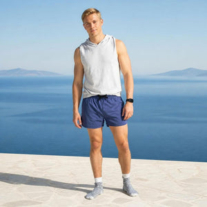 plastic-free 100% organic cotton running shorts