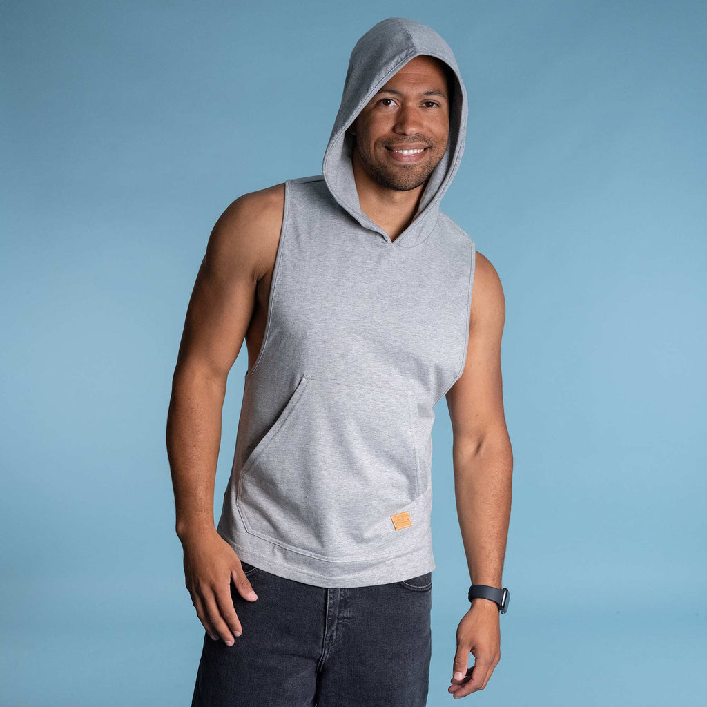 organic cotton hoodie tank top with pockets