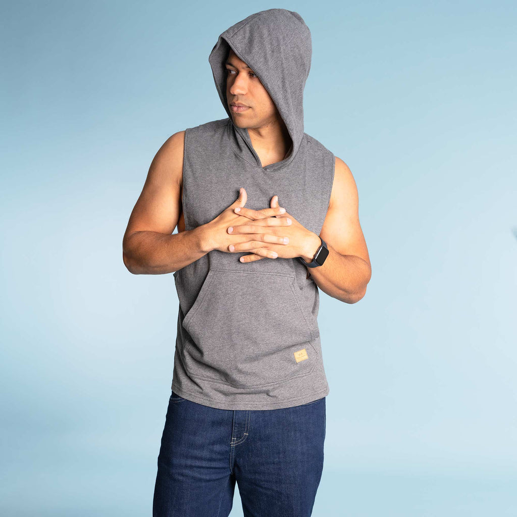 100% organic cotton hooded tank top