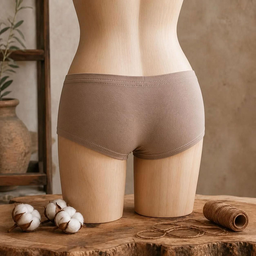 plastic-free 100% organic cotton boy short panty underwear for women