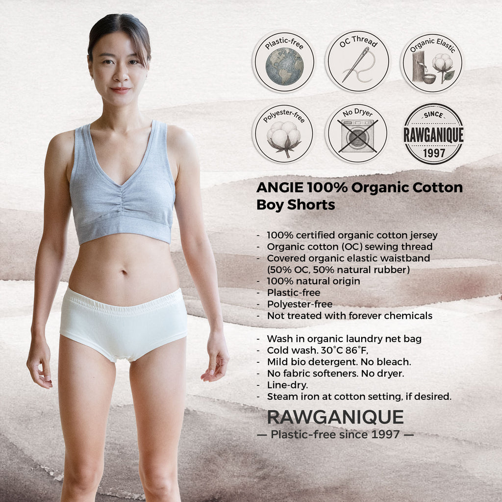 certified regenerative organic cotton boy shorts pant underwear for ladies plastic-free