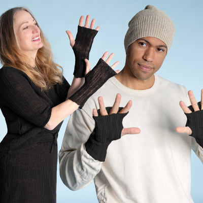 100% organic linen fingerless gloves plastic-free