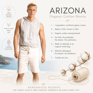 100% certified organic cotton shorts made in usa plastic-free