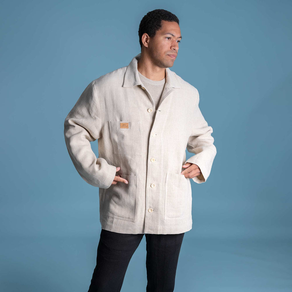 Organic linen panter's shirt plastic-free
