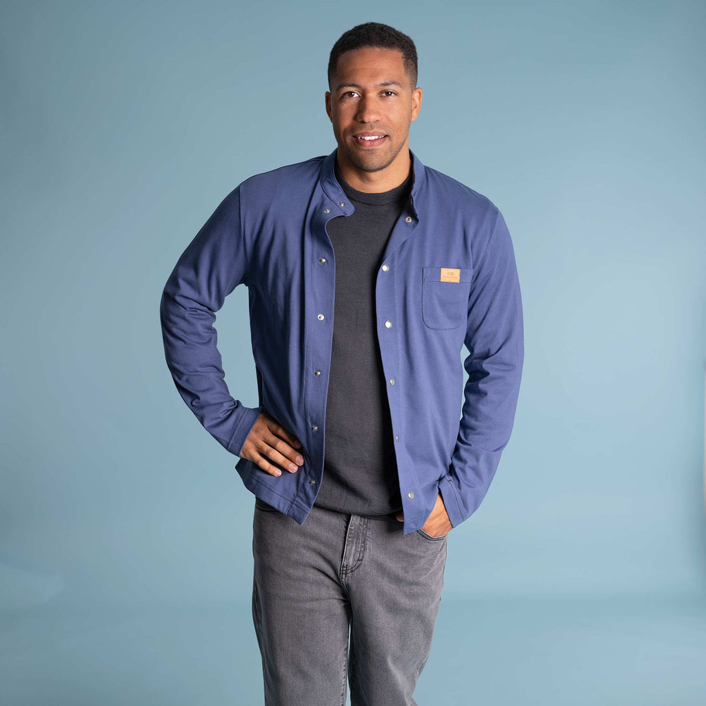 synthetic-free 100% organic cotton knit shirt