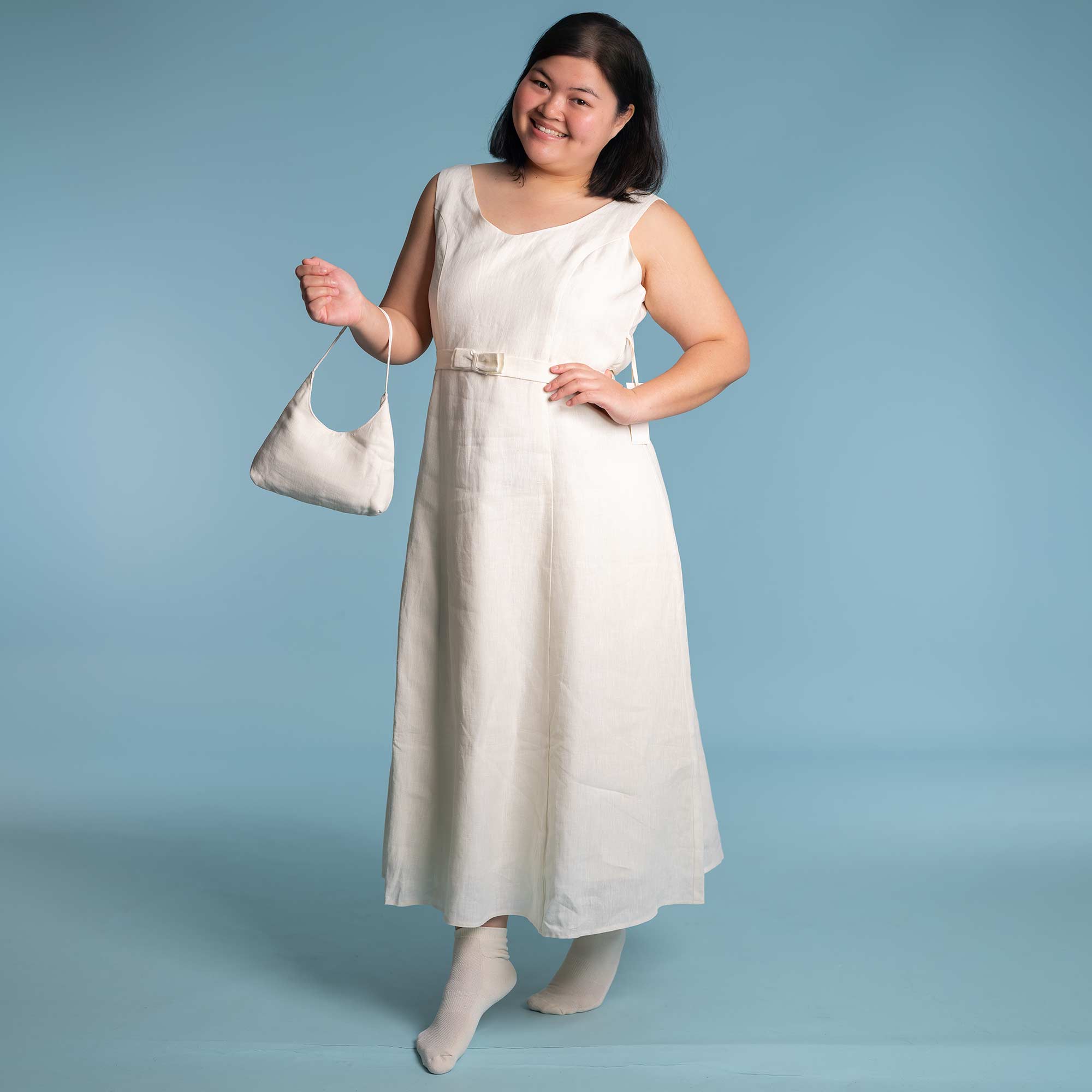 organic evening dress Silver Cloud Organic Silk Slip Dress | Natural Dye Midi for Summer Evenings