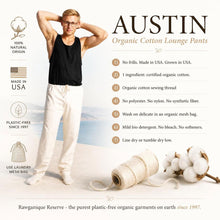 Load image into Gallery viewer, plastic-free 100% certified organic cotton lounge pants made in usa grown in usa