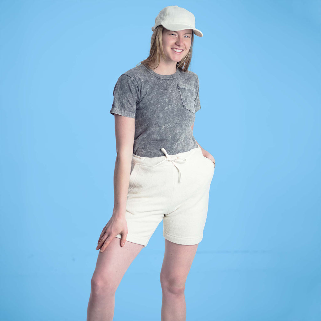 KITSILANO Elastic-free 100% Organic Cotton Fleece Sweat Gym Shorts (OC Thread Option, 100% Biodegradable)