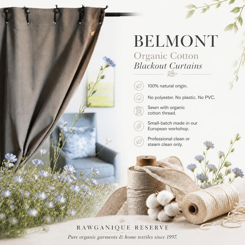 100% organic cotton blackout curtains pvc-free polyester-free